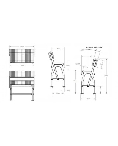 Asiento doble para barco de pesca en color negro con tejido blanco AS200BW de PoweryMax