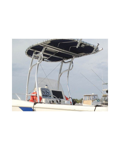 T-Top Universal Serie 600 de PoweryMax plata con tela negra para barcos y semirigidas