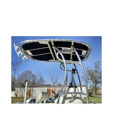 T-Top Universal Serie 600 de PoweryMax plata con tela negra para barcos y semirigidas