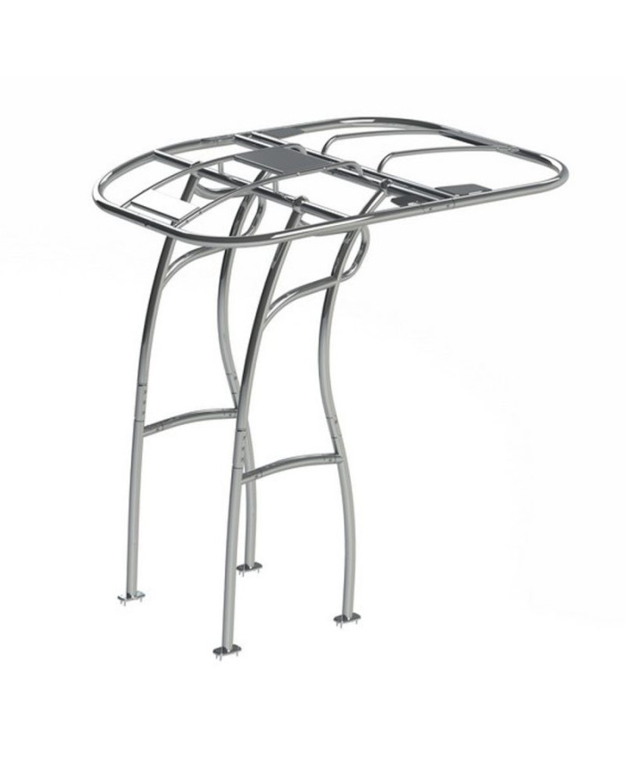T-Top Universal Serie 600 de PoweryMax plata con tela azul para barcos y semirrígidas.
