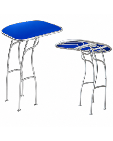 T-Top Universal Serie 600 de PoweryMax plata con tela azul para barcos y semirrígidas.