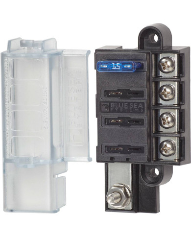 Caja de fusibles compacta 5045-BSS de Blue Sea Systems 4 circuitos con tapa